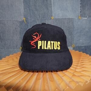 OSFA - Vintage Y2K PILATUS embroider 90s dragon corduroy hat